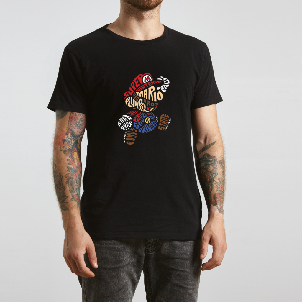 Camiseta Estampada Personalizada Super Mario 100% Algodão Slin Camisa Masculina Feminino Mario Bros