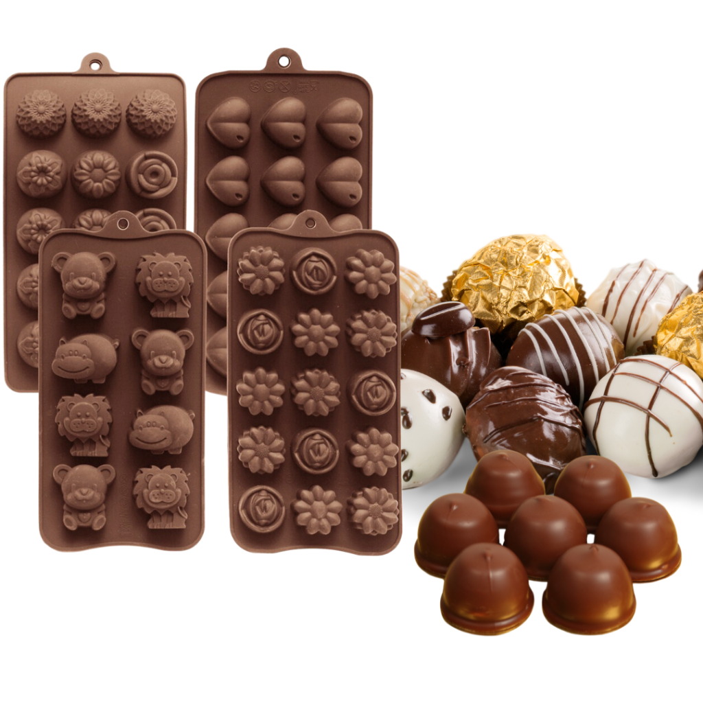 Forma Molde de Silicone Bombons Trufas Recheados Chocolate Forminha de Páscoa Antiaderente Fácil de Limpar Confeitaria