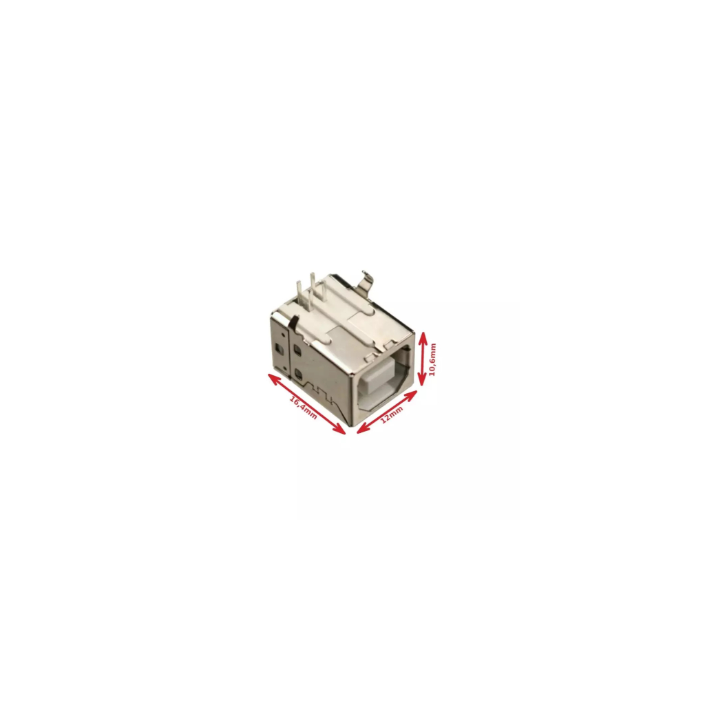 KIT COM 50 PEÇAS CONECTOR FEMEA USB-B 90 GRAUS BRANCO