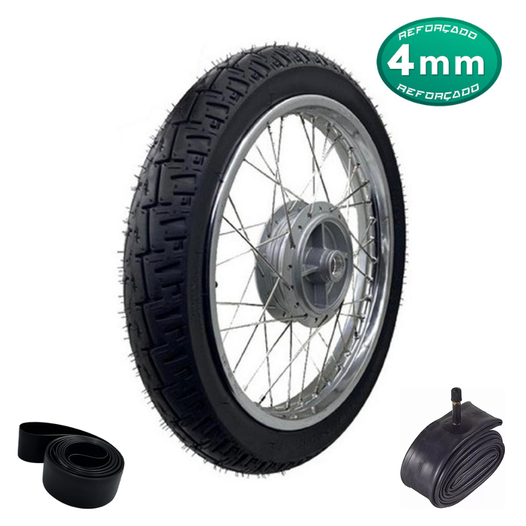 Roda Traseira Yamaha Factor 125 Ybr 125 Freio Á Lona 4mm Montada Com Pneu Camara de Ar Cinta do Aro