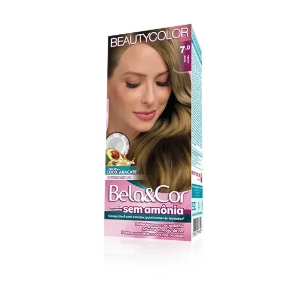 Tinta Bela E Cor Kit Sem Amônia 7.0 Louro Médio em Oferta na Shopee