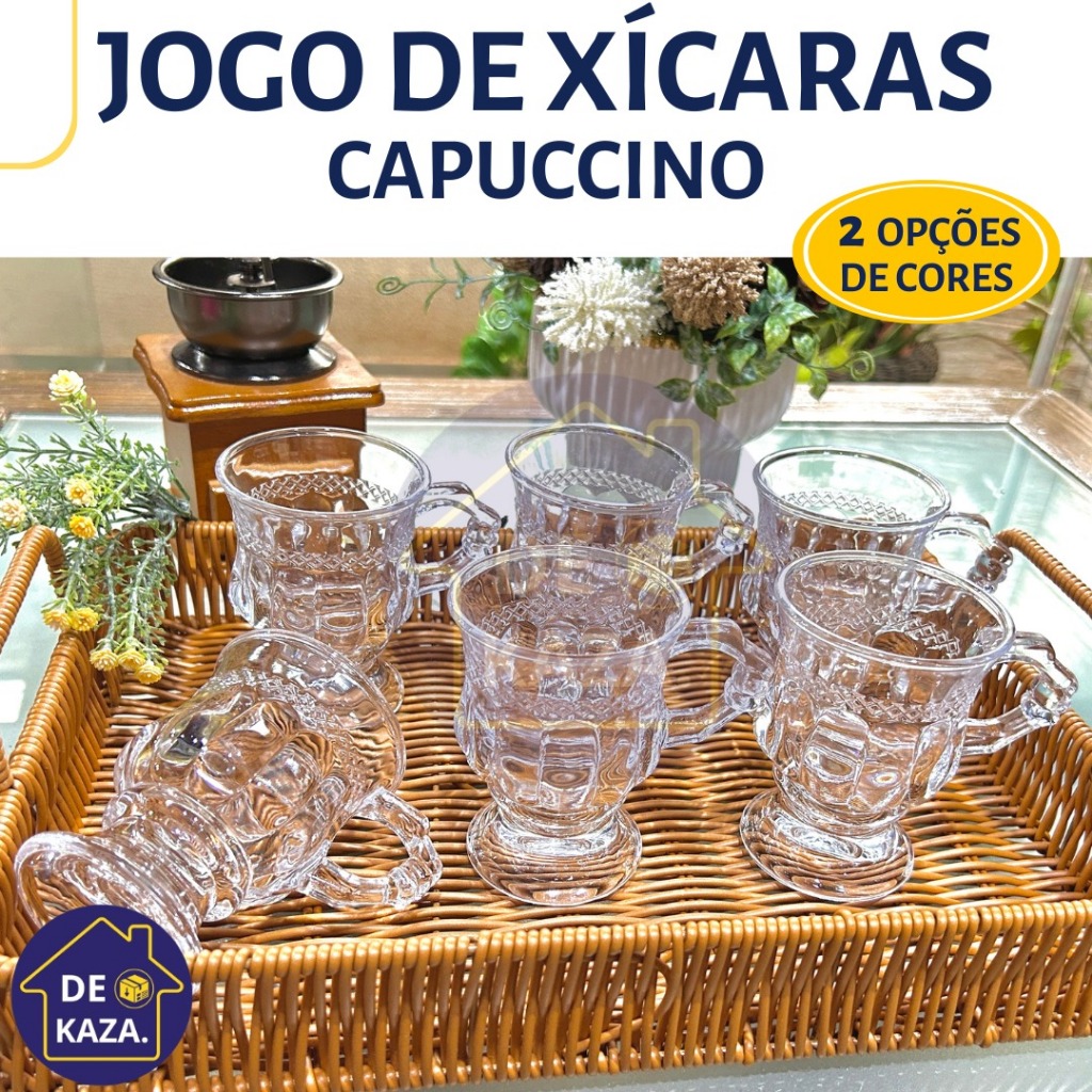 JOGO DE XÍCARAS 140ml DE VIDRO PARA CAPUCCINO CAFÉ CHÁ em Oferta na Shopee