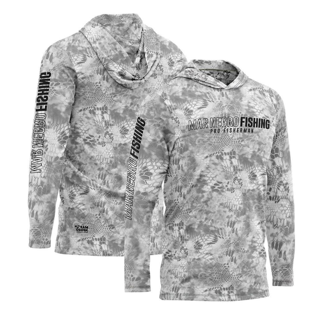 Camisa Sublimada Proteção Solar UV Preto Clear Com Capuz - Mar Negro - Sports & Outdoors