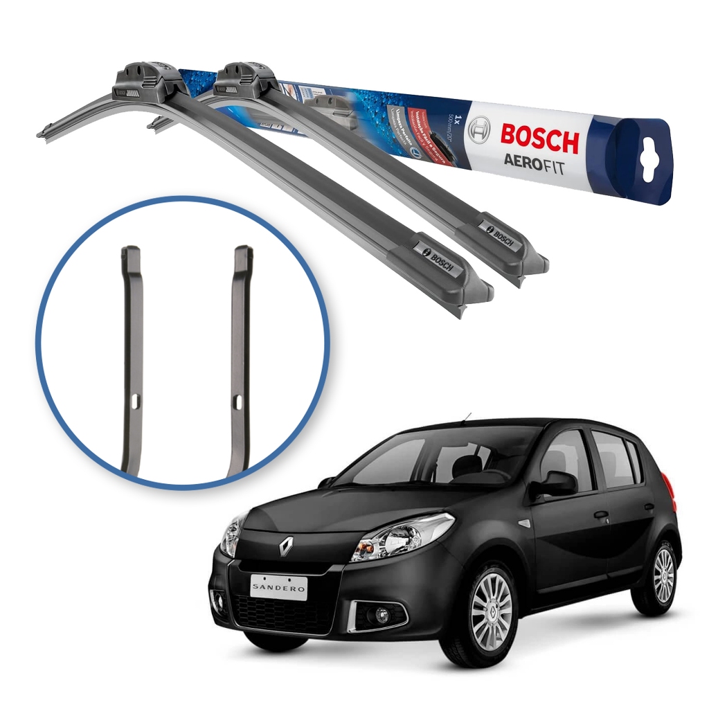 Par de Palhetas Limpador Parabrisa Aerofit Original Bosch Renault Sandero 2014 a 2024