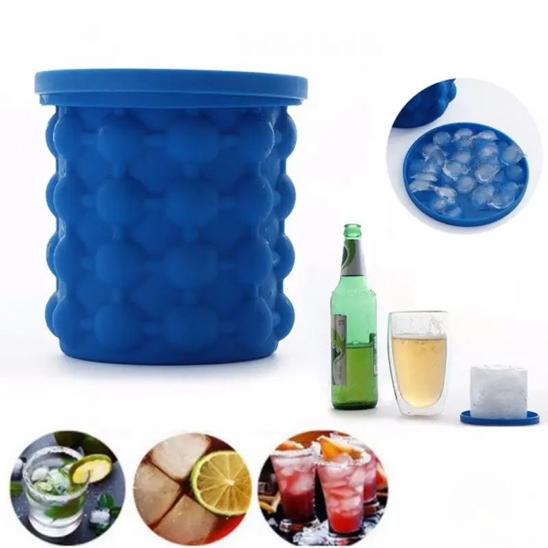 Balde de Gelo Silicone Térmico para fazer Gelo Rápido 120 Cubos com Pegador de Gelo em Inox