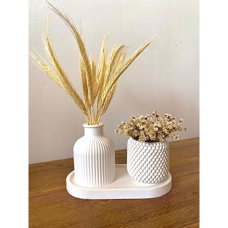 Kit Decorativo Vasos e Bandeja Maria de Gesso