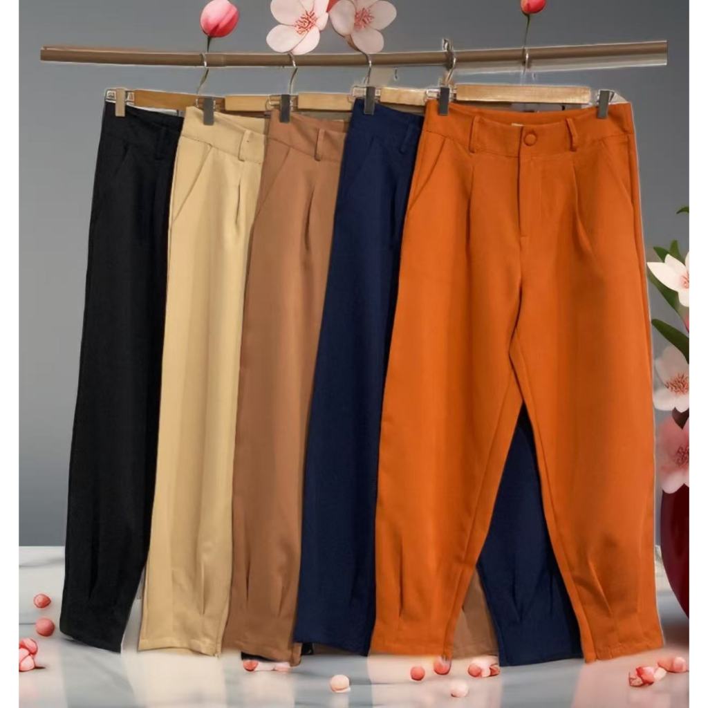 8015 Calça Cenoura Jogger Alfaiataria Feminina Barra Com Zipe linlin 8015 em Oferta na Shopee