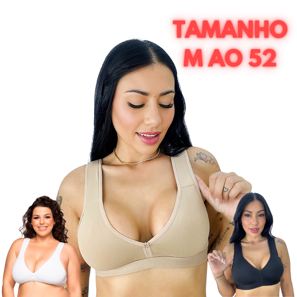 Kit 3 Sutiã Alça Espuma Acolchoado Comum ao Plus Size Sem Bojo Soutien Reforçado Sustentação Sutian em Oferta na Shopee