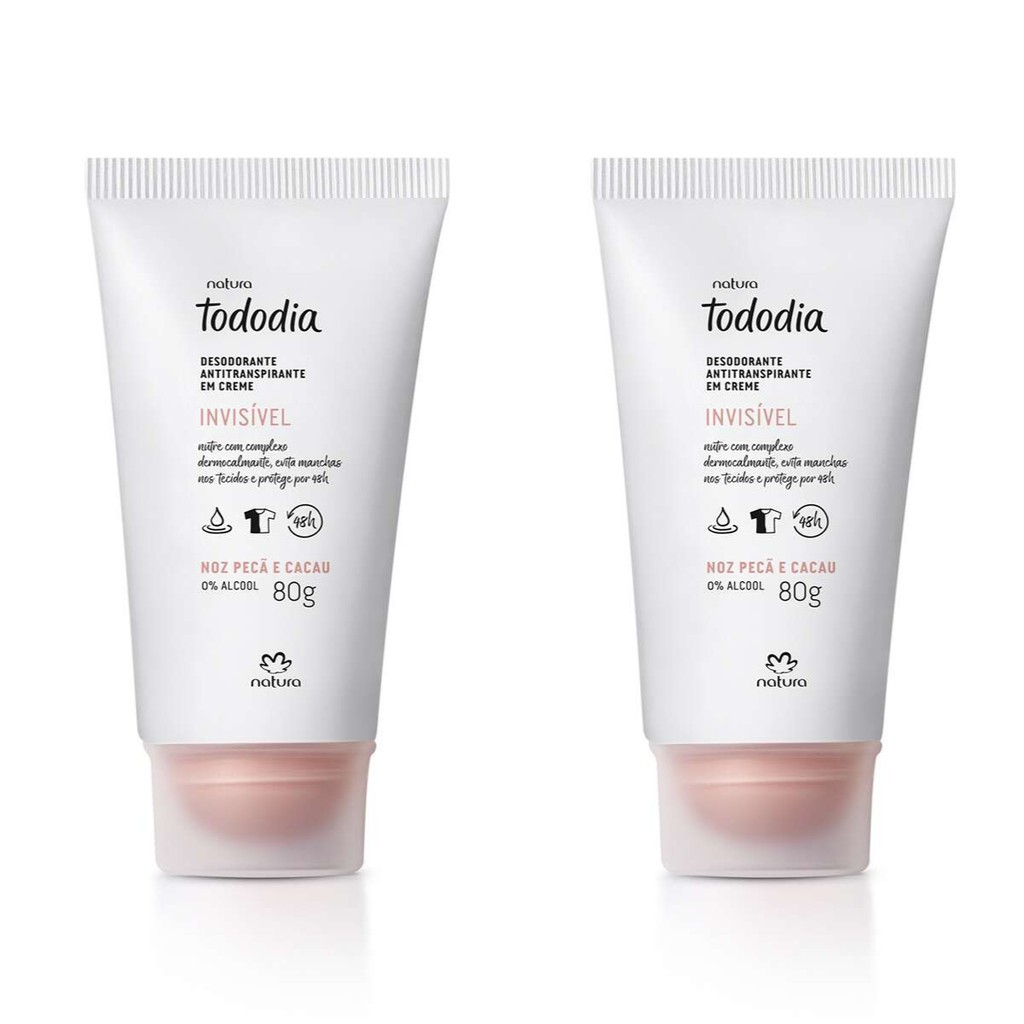 KIT COM 2 DESODORANTES EM CREME NATURA TODODIA NOZ PECÃ E CACAU 80G Cada