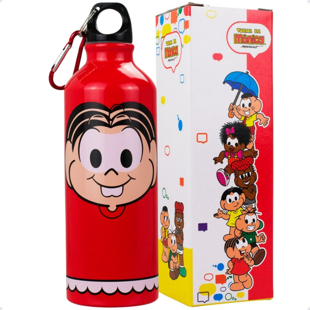 Garrafa Mônica De Alumínio Vermelha 500ml - Turma Da Mônica Ref.: MQH060-1-MC em Oferta na Shopee