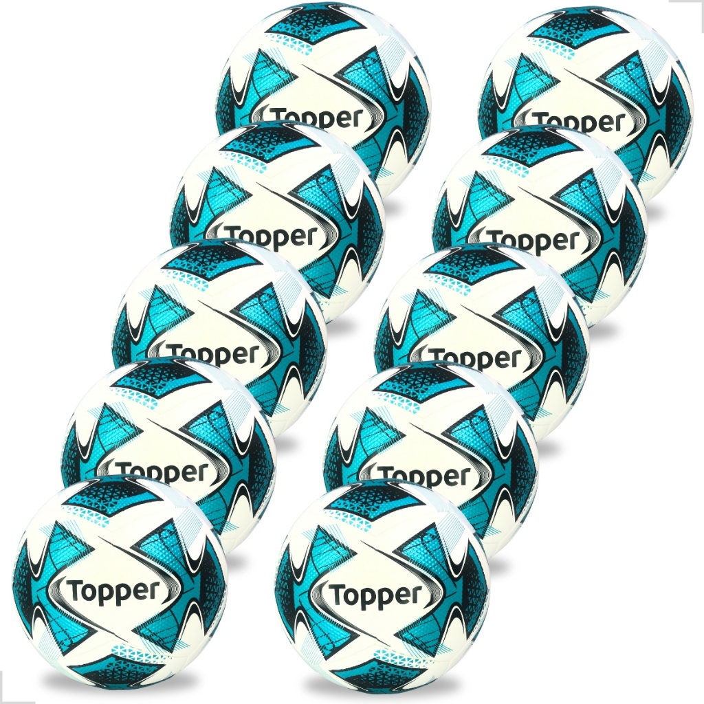 Kit 10 Bola Futebol Campo Grama Topper Tamanho Padrão Oficial Profissional Resistente Reforçada