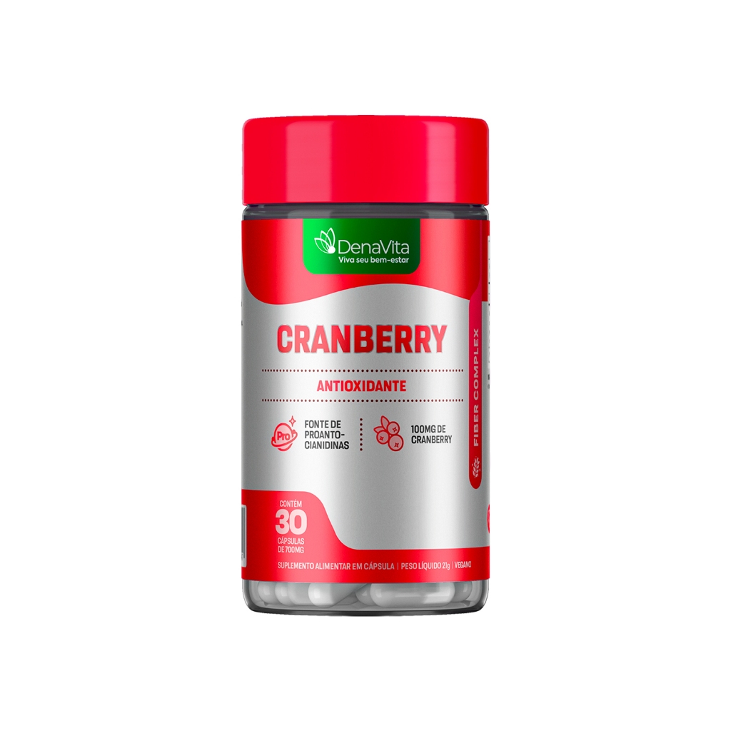 Cranberry Concentrado Premium, Antioxidante, Fonte de Fibras e Vitamina C - Denavita