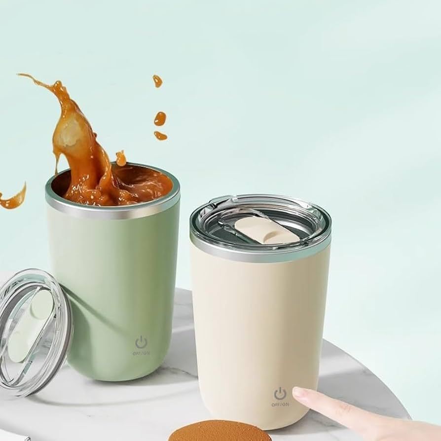 Caneca Mixer Térmica Copo Com Agitação Magnética Misturador De Bebidas Café Leite Shake 350 ML em Oferta na Shopee