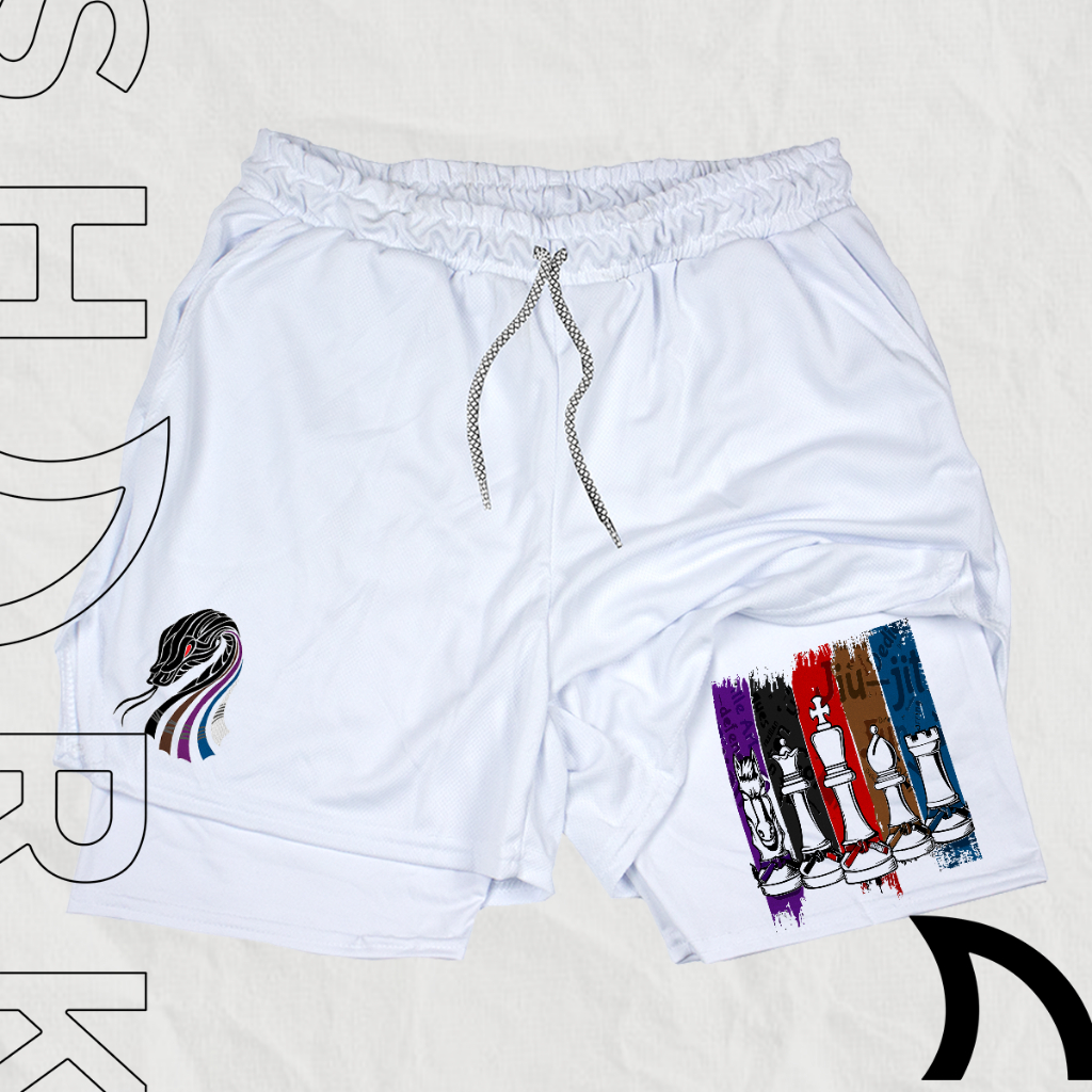 Bermuda Short Esportivo Masculino 2 Em 1 Artes Marciais Jiu Jitsu Oriental Japones Secagem Rapida