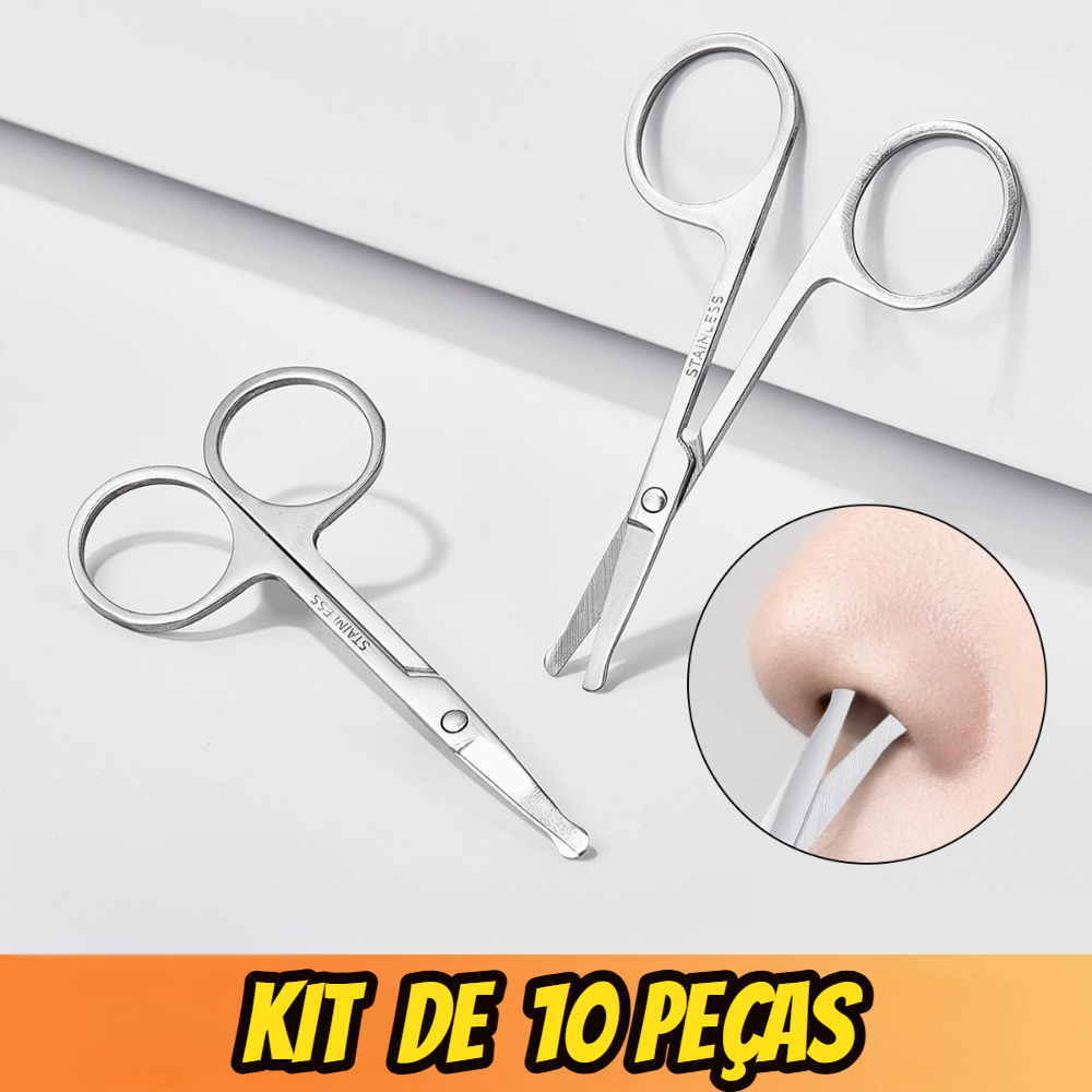 Kit 1/10 Pçs Tesoura Para Nariz Ouvido Bigode Com Ponta Redonda em Oferta na Shopee