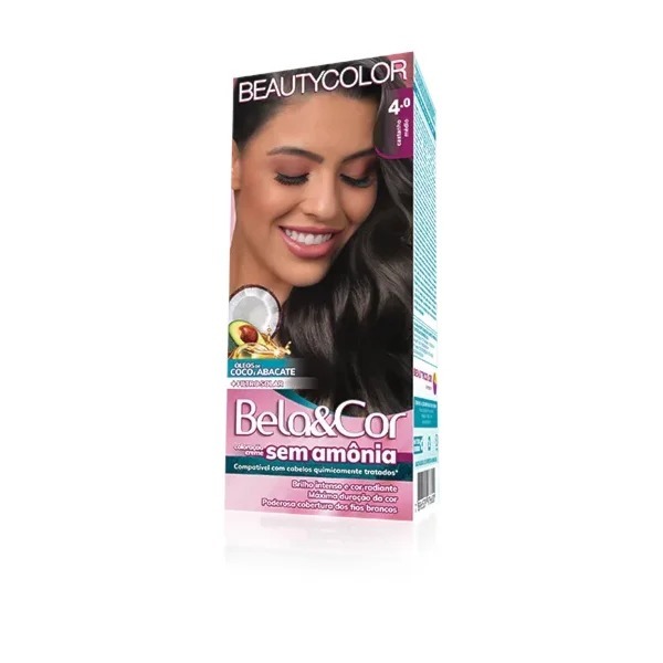 Tinta Bela E Cor Kit Sem Amônia 4.0 Castanho Médio em Oferta na Shopee