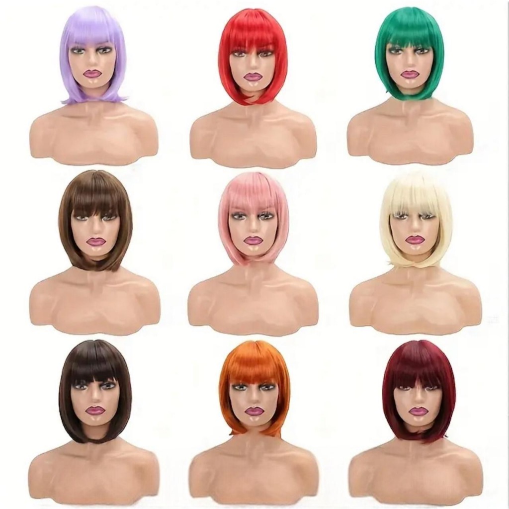 Peruca Curta Fantasia Tamanho Unico Adulto - Escolher a Cor em Oferta na Shopee
