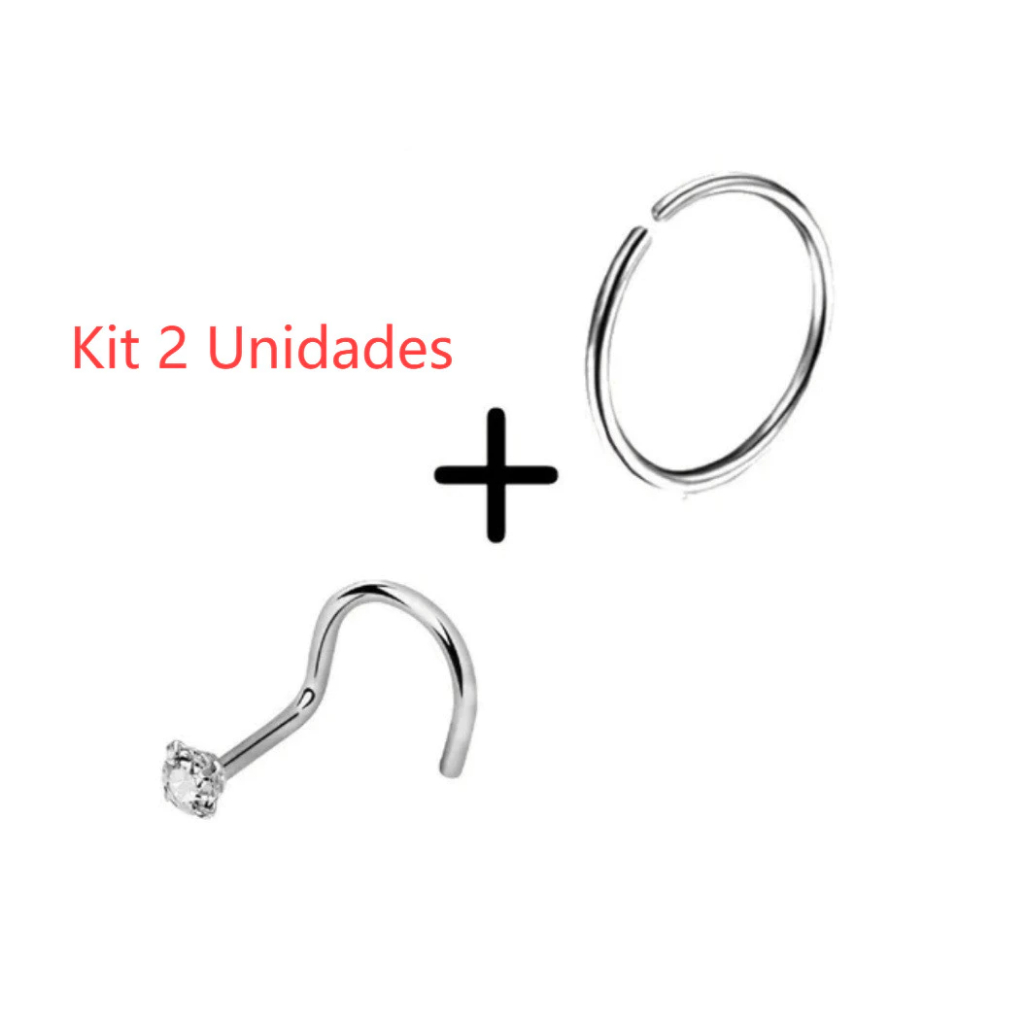 Kit piercing Ponto De luz Pequeno + Argola Fina Nariz Heliz em Oferta na Shopee