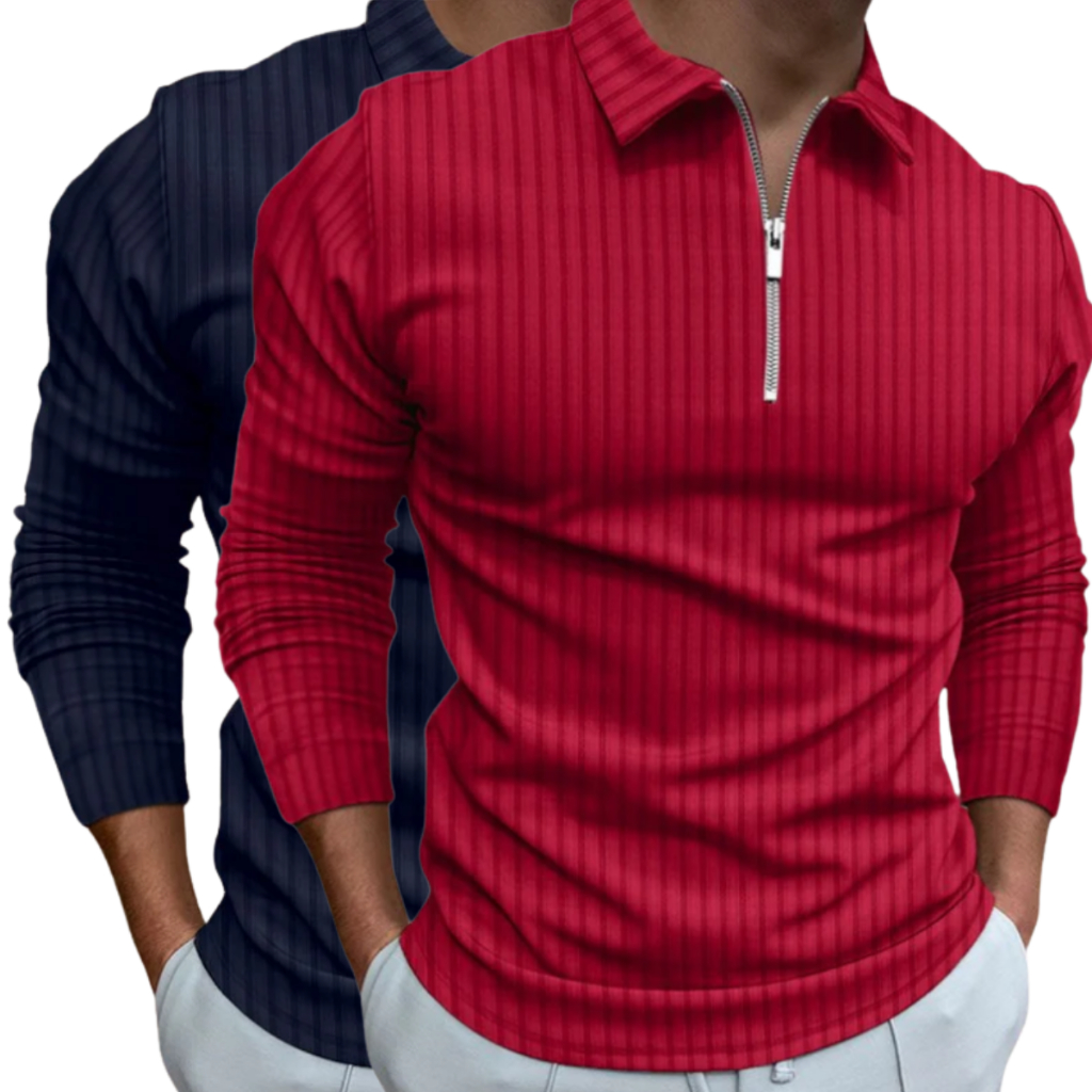 Kit 2 Camisetas Polo Manga Longa Camisa Com Ziper Masculina Malha Canelada Camiseta Camisa em Oferta na Shopee