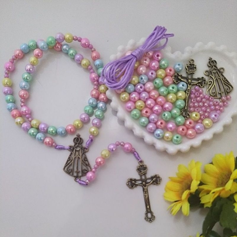 TERÇO (para montar) Rosários católicos>veja as cores disponíveis|Artesanato em Oferta na Shopee
