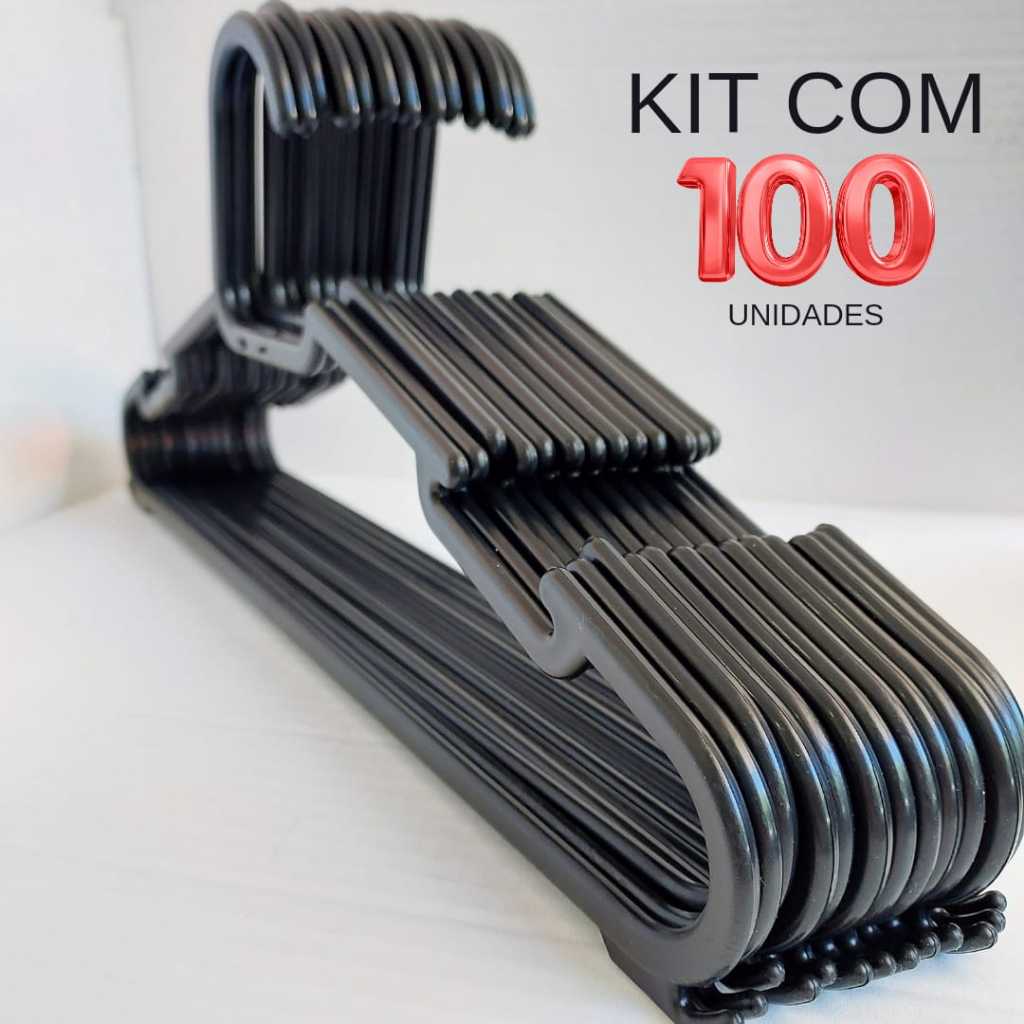 KIT 100 CABIDE MODELO COMBATE PRETO ADULTO REFORÇADO E RESISTENTE ROUPAS PESADAS JAQUETAS CALÇAS em Oferta na Shopee