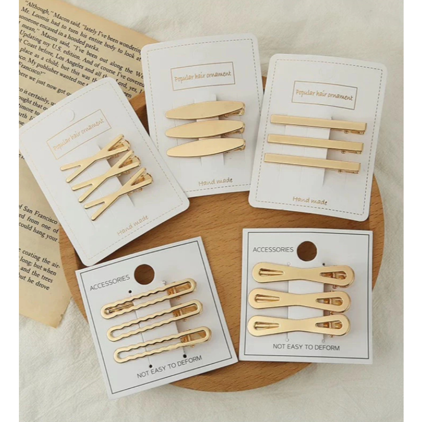 Kit de Presilhas Sofisticada Dourada metal para deixar os penteados mais Elegante.