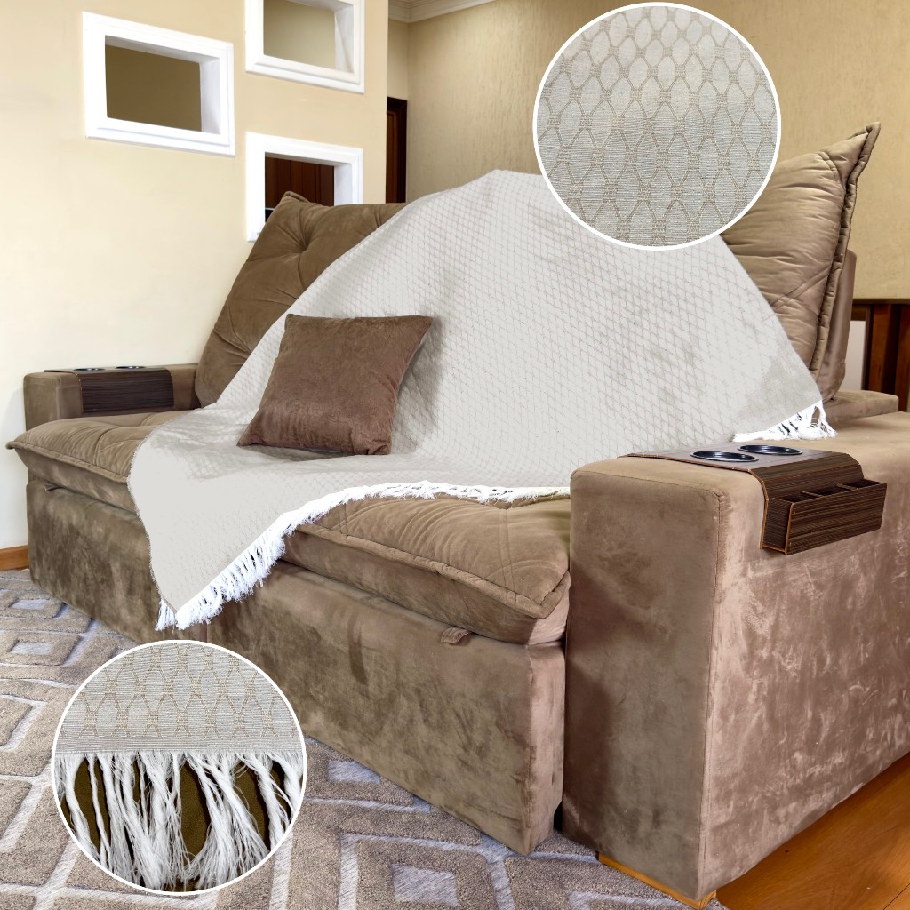 Manta Para Sofá Gigante King Xale Decorativo Capa Protetora Luxo Artesanal Várias Cores e ...