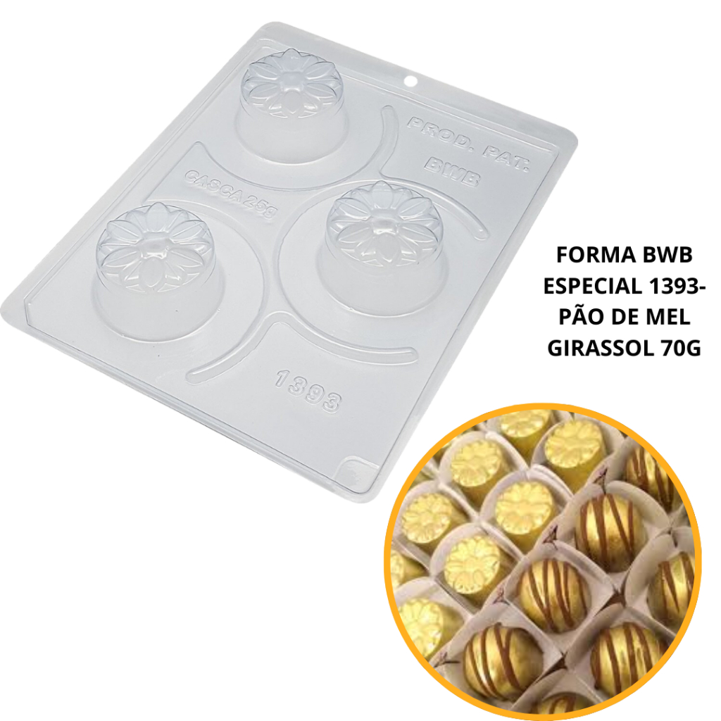 1~4 forma bwb com silicone (3 partes) cod 1393 - Pão de Mel Girassol 70 g (CHOCO) em Oferta na Shopee