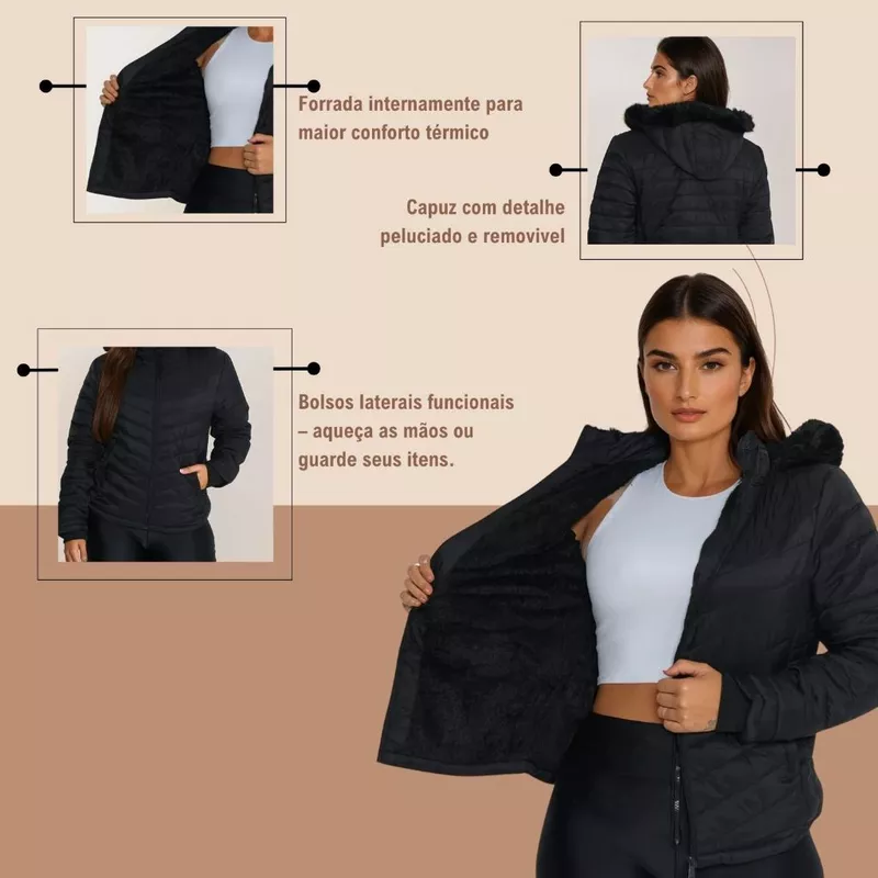 Jaqueta Feminina Puffer Bobojaco Peluciado Colorida para Inverno — foto 5