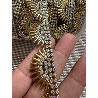 Aljofre leque com strass em abs -1 metro em Oferta na Shopee