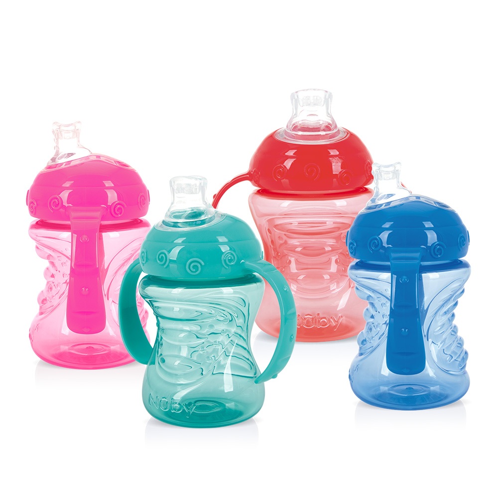 Copo de Treinamento Transição Infantil Com Alça E Super Bico De Silicone 240ml Nûby Menino e Menina em Oferta na Shopee