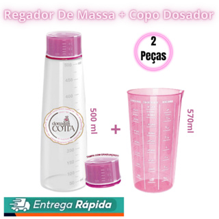 Regador Bisnaga Umedecer massas Bolo 500ml Rosa + Copo Medidor 570ml Rosa em Oferta na Shopee