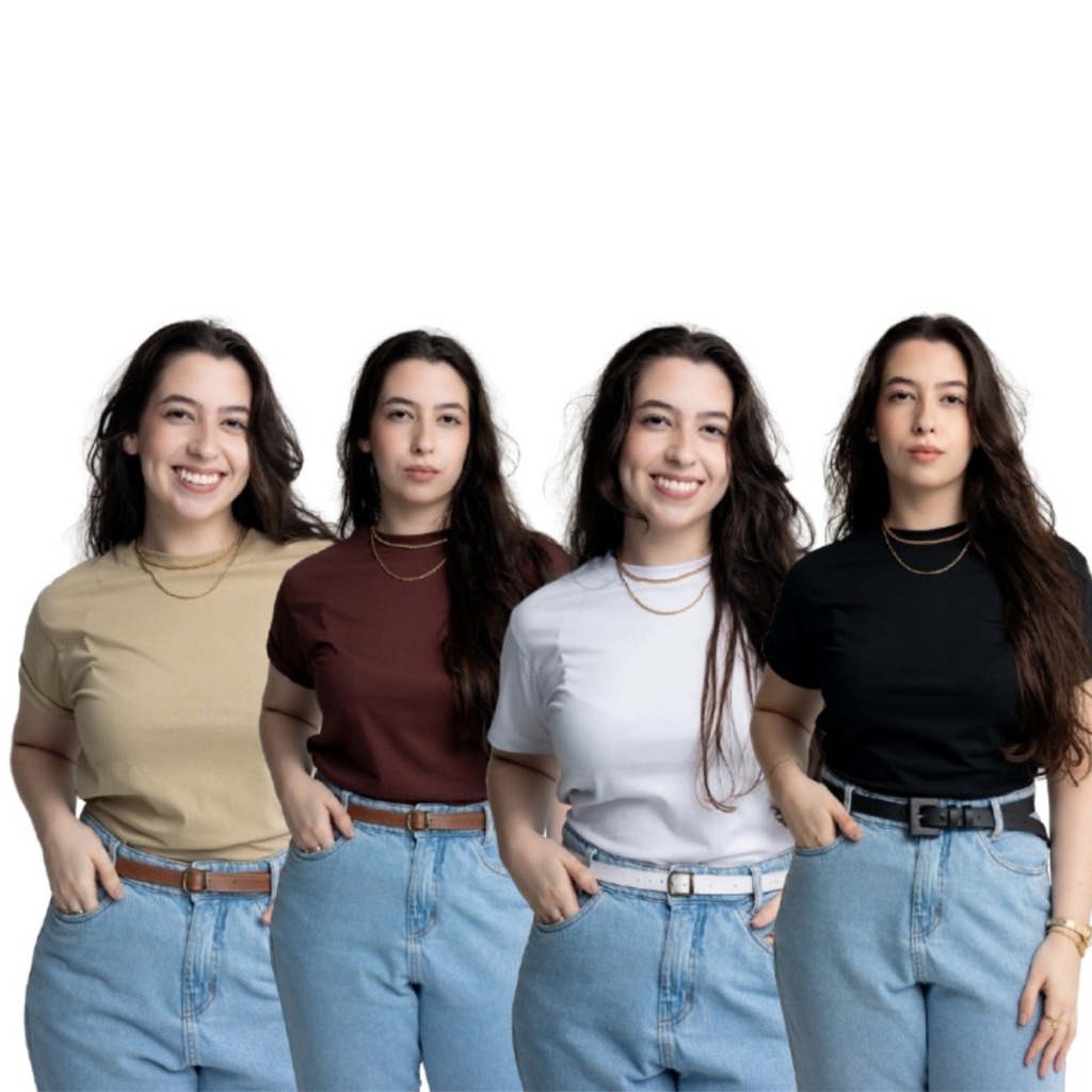 Kit 4 Camiseta Feminina Básica 100% Algodão T-shirt Várias Cores Envio Imediato