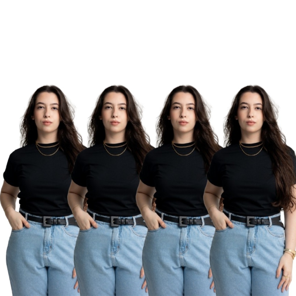 Kit 4 Camiseta Feminina Básica 100% Algodão T-shirt Várias Cores Envio Imediato