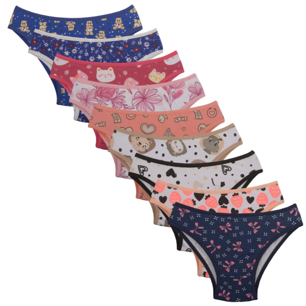 Kit 3 Calcinhas Infantil De Algodão Cotton Para Menina Criança E Bebê Super Confortável