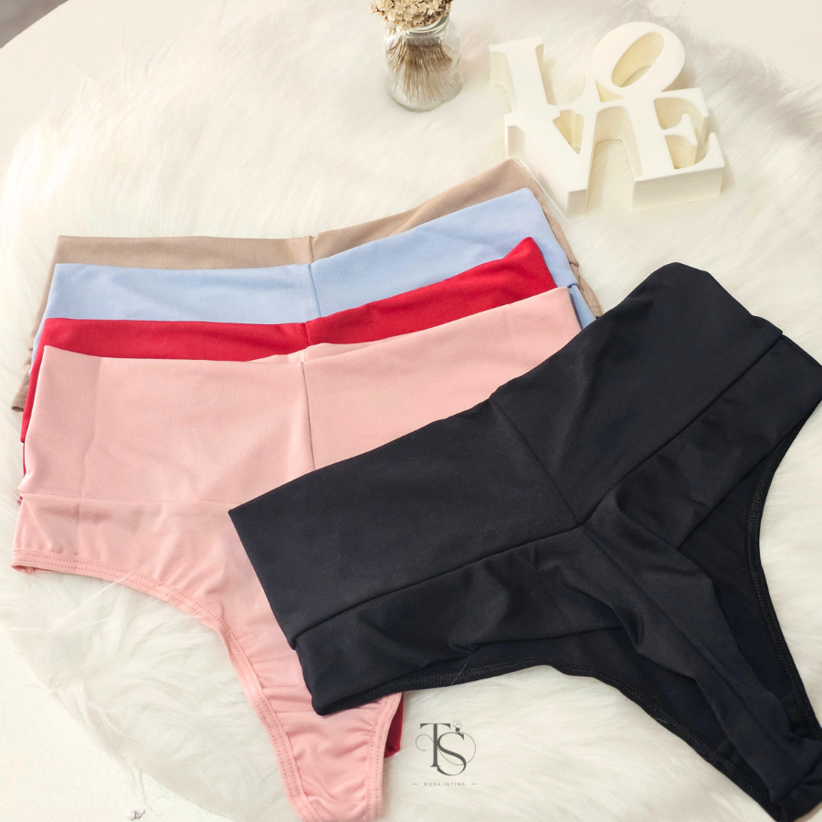 KIT 4 Calcinha Cinta Modeladora Cos Alto Fio Dental Tanga Conforto Cos Alto Duplo Fio Sexy Lingerie Feminina em Oferta na Shopee