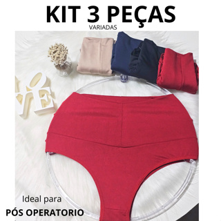 KIT 3 Calcinhas Pós Parto Cos Alto Modeladora Gestante Compressão Seca Barriga Lingerie Feminina em Oferta na Shopee