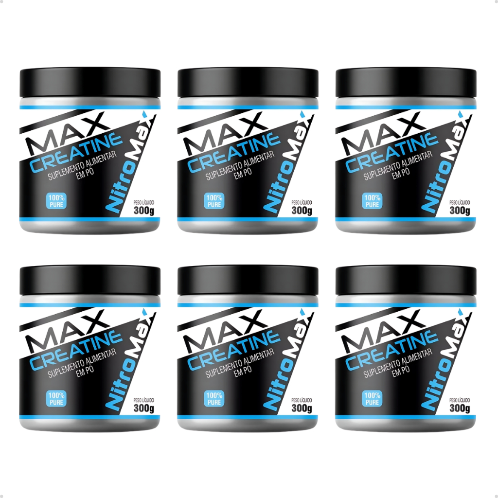 Kit 6x Creatina 300g 100% Pure - Pote - 1,800kg NITROMAX