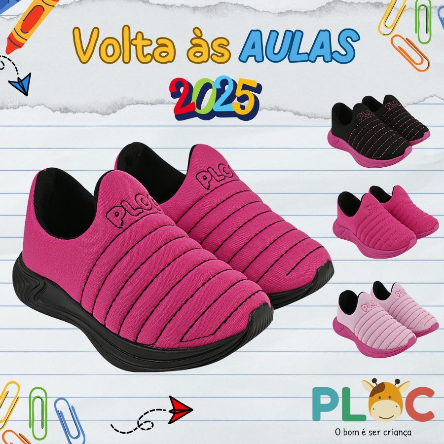 Tênis Ploc Colors Calce Fácil Slip On Jogging Anatômico Pink em Oferta na Shopee