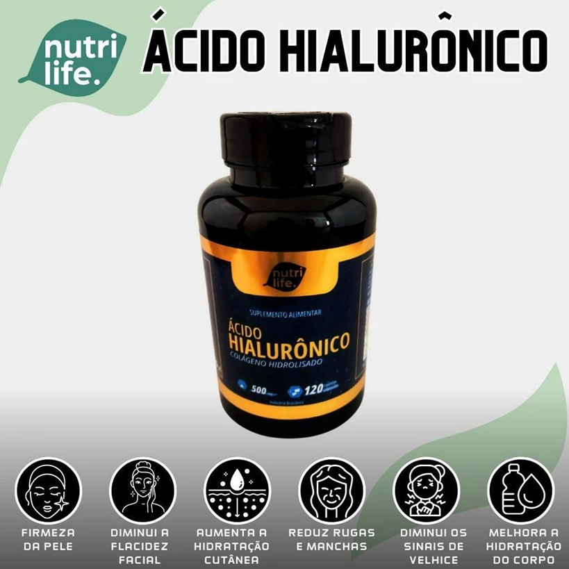 1UN ácido hialuronico com colágeno hidrolisado 120 CAPSULAS DE 500MG em Oferta na Shopee