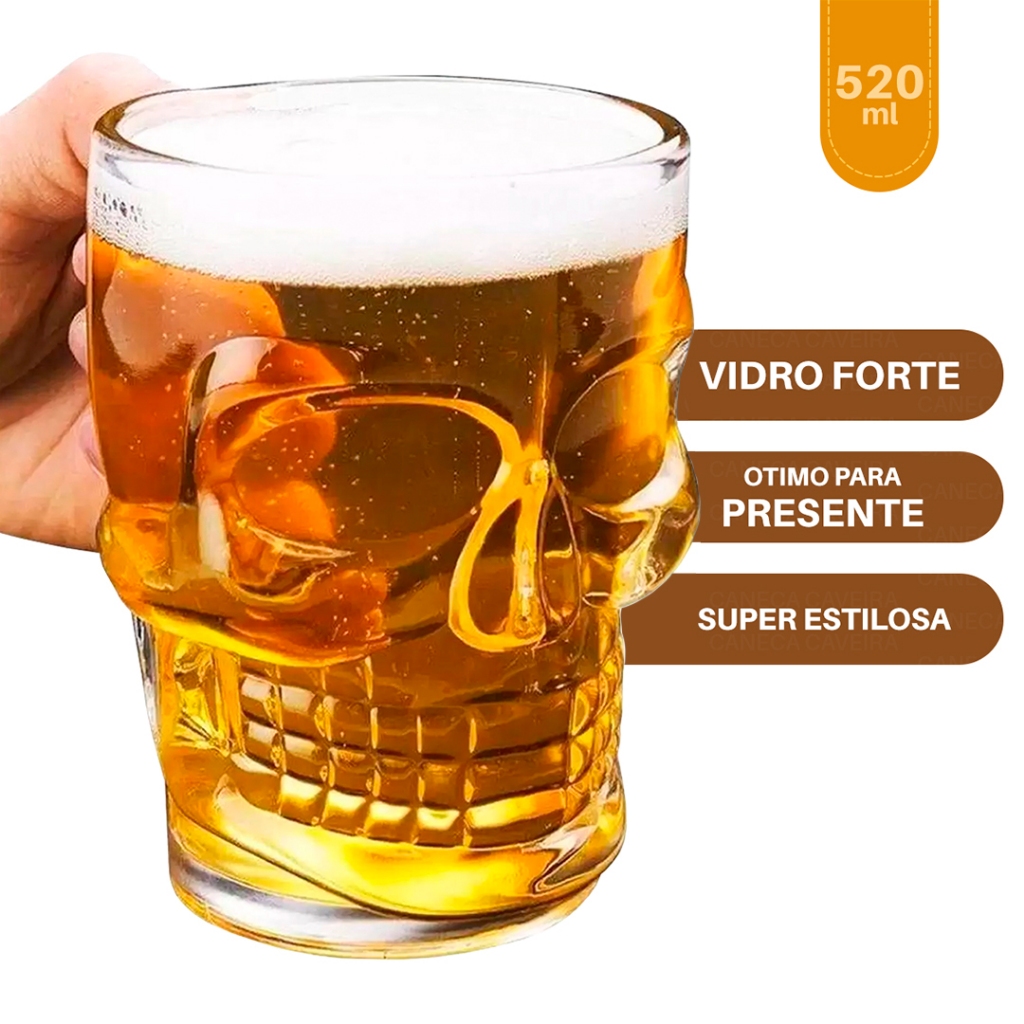 Caneca Caveira 510ml Chopp Cerveja  Promoção - Bhz Store em Oferta na Shopee