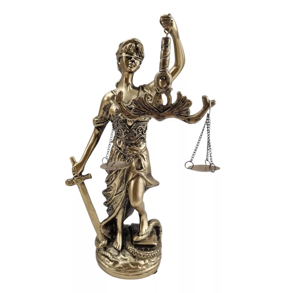 Estátua Deusa Dama Da Justiça Thêmis Direito Gold Dourado