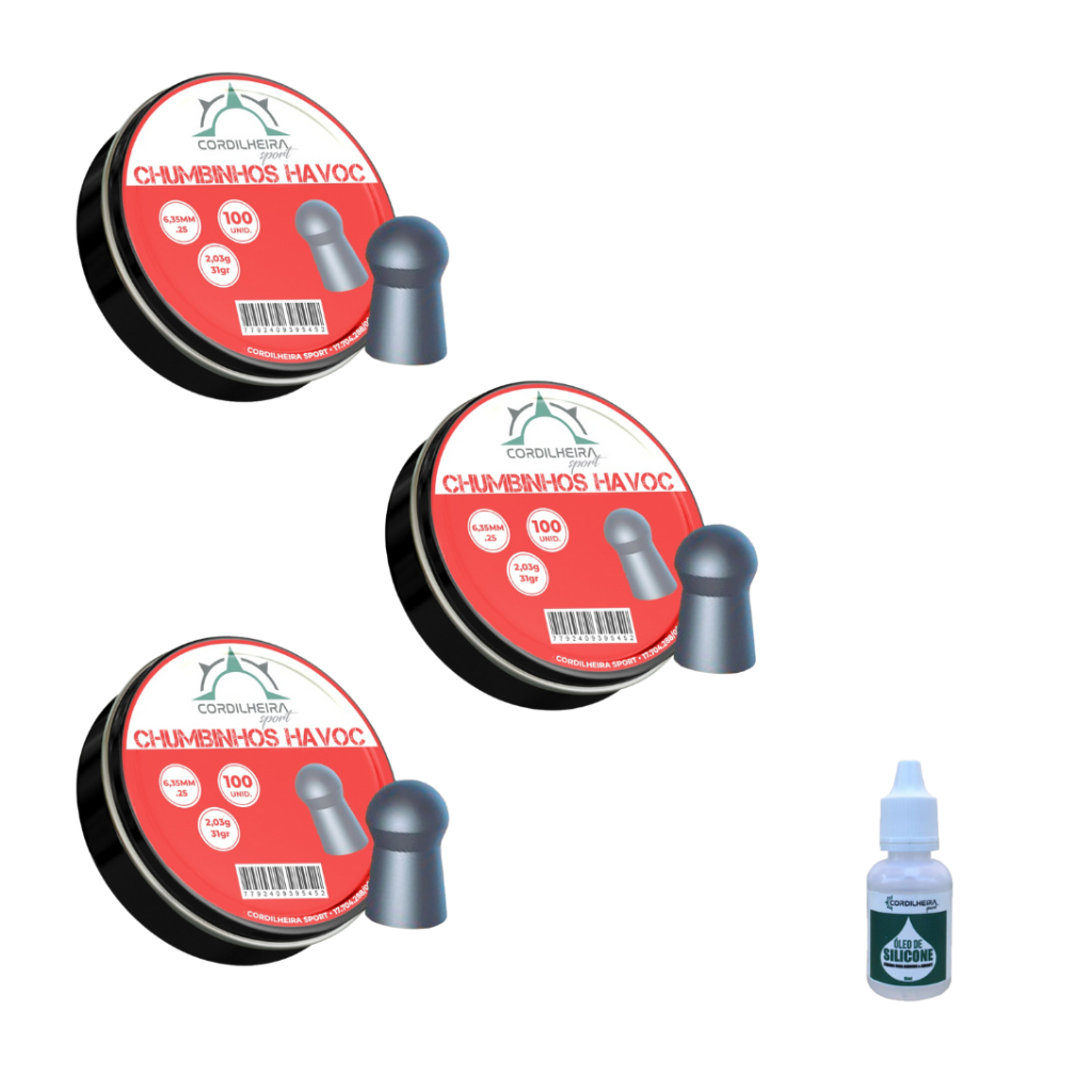 300 Chumbinhos Havoc 6,35mm | 100 Unidades + 01 Óleo de Silicone em Oferta na Shopee