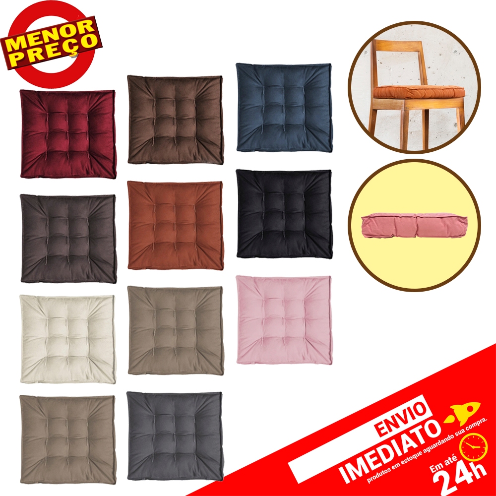 Assento Futon Confort Suede Almofada Para Cadeira Banco Sofá Decoração de Sala 40x40cm