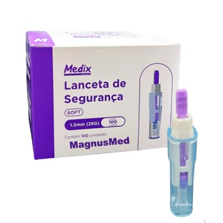 Lanceta Automatica p/ Glicemia 28g Roxa (0,36x1,5mm) Caixa C/100 - Medix em Oferta na Shopee