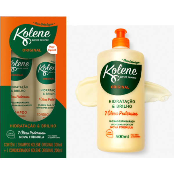 Kolene Original Kit Creme de Pentear + Shampoo + Condicionador em Oferta na Shopee