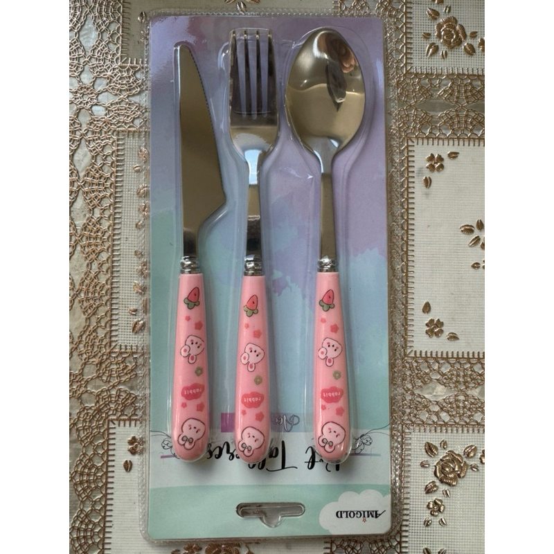 Kit 3 peças de Inox  plástico Jogo Talher Colher conjunto de três peças Marmita Viagem Conjunto em Oferta na Shopee