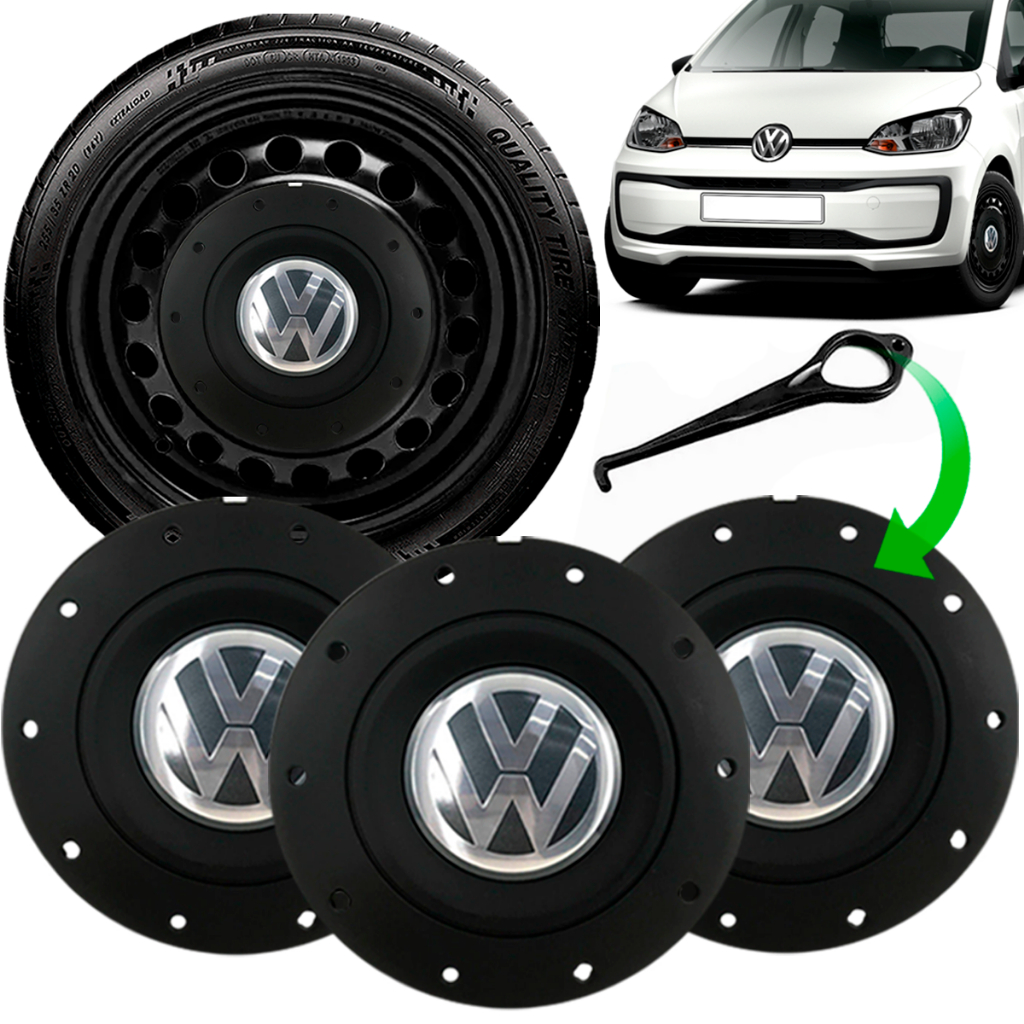 Kit Jogo 4 Carlota Centro Roda Vw Up Gol Aro 13 14 15