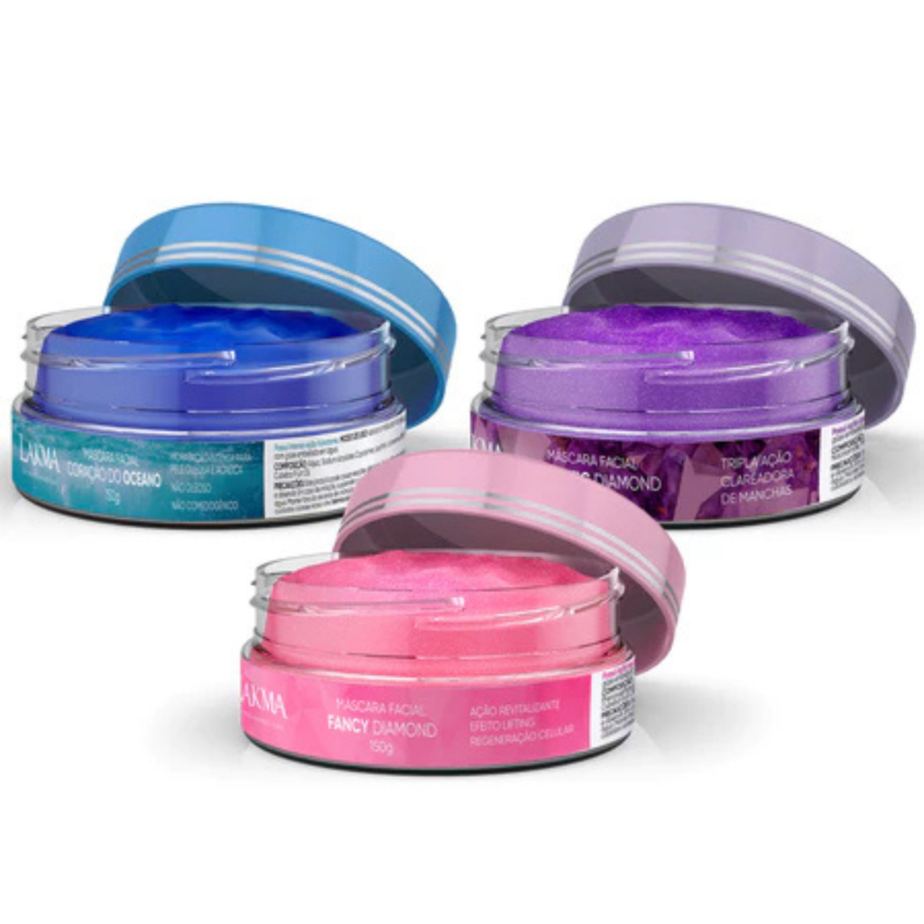 Kit Lakma Jóias Raras Máscaras Faciais de Hidratação, Clareamento e Rejuvenescimento