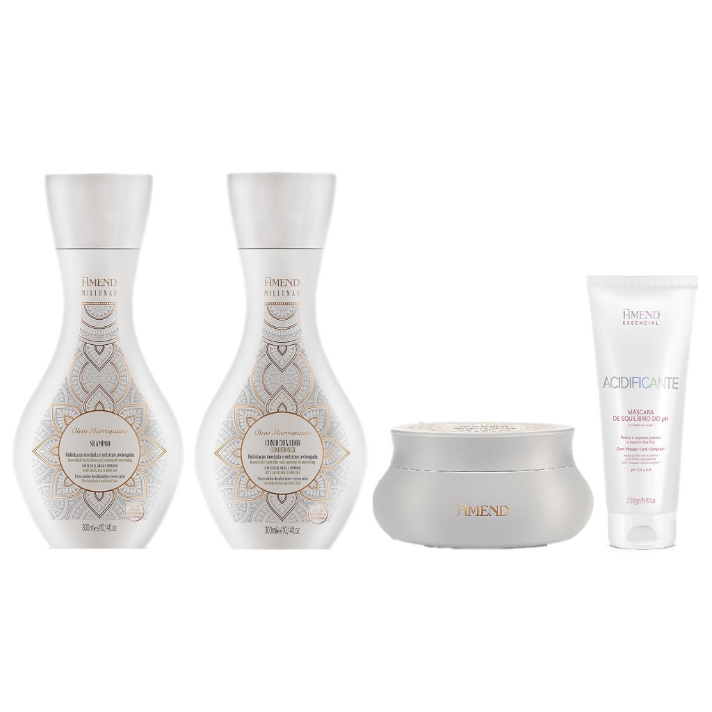 Amend KIT Millenar Óleos Marroquinos Sh + Cond + Másc + Máscara de Equilíbrio do PH 250g